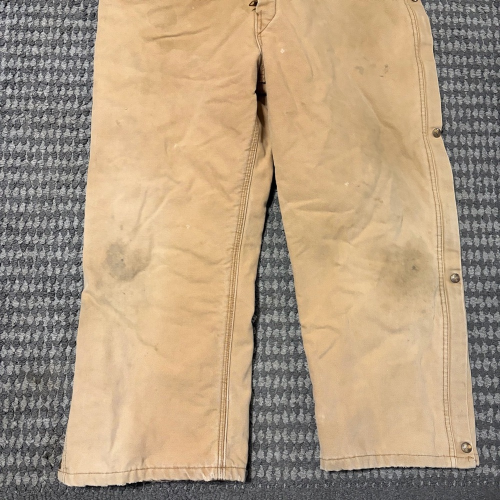 Vintage Carhartt Red quilted Insulated Canvas Coveralls Brown 996QZ 44S USA - Picture 14 of 16